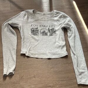 Garage Gray Long Sleeve Los Angeles Graphic Tee